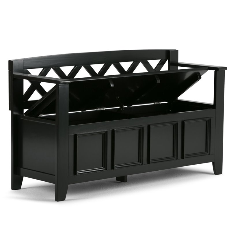 Pemberly Row 48 in Solid Pine Entryway Bench in Black