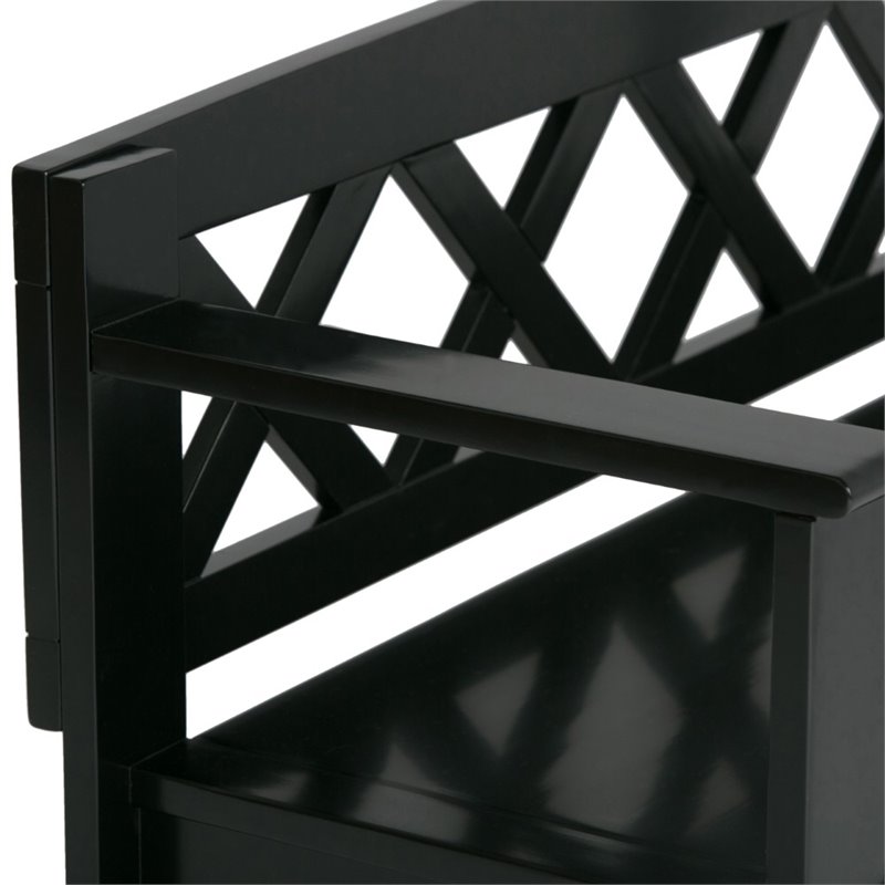 Pemberly Row 48 in Solid Pine Entryway Bench in Black