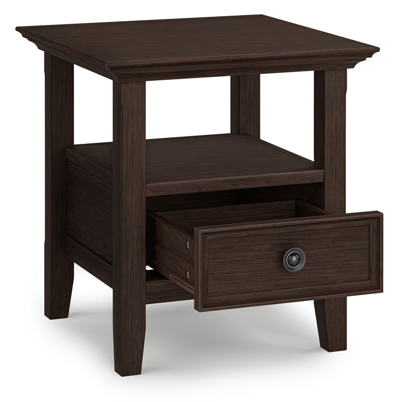 Pemberly Row 19 in Square End Table with Drawer in Farmhouse Brown