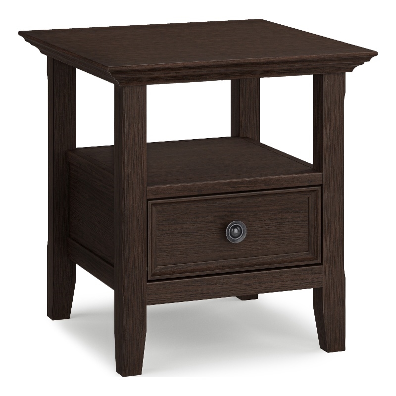 Pemberly Row 19 in Square End Table with Drawer in Farmhouse Brown