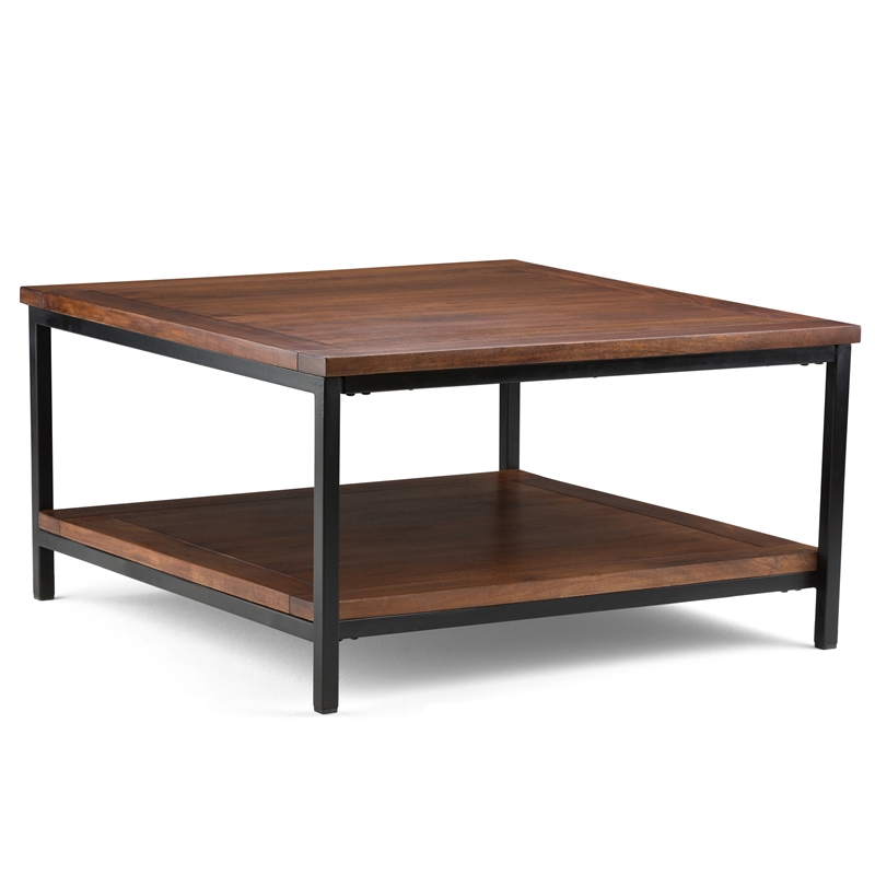 Pemberly Row 3-Piece Mango Wood Coffee Table Set in Cognac Brown