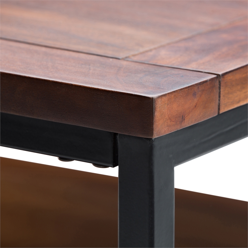 Pemberly Row 3-Piece Mango Wood Coffee Table Set in Cognac Brown