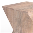 Pemberly Row Triangle Geometric Mango Wood Side Table in Cerused Natural
