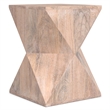 Pemberly Row Triangle Geometric Mango Wood Side Table in Cerused Natural