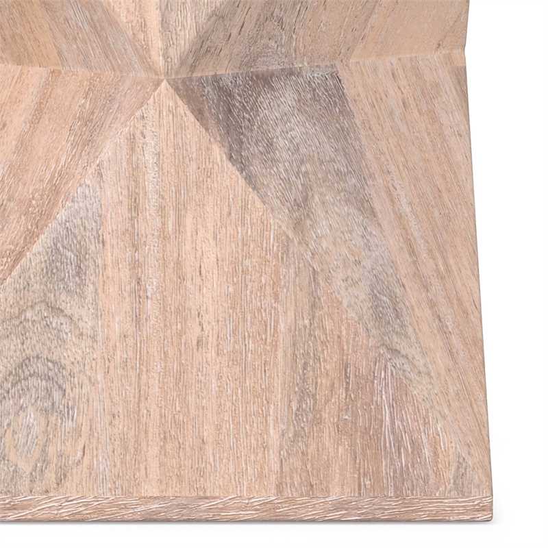Pemberly Row Triangle Geometric Mango Wood Side Table in Cerused Natural