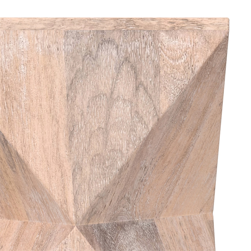 Pemberly Row Triangle Geometric Mango Wood Side Table in Cerused Natural