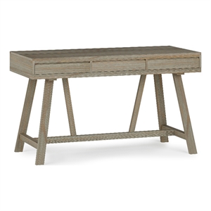 Pemberly Row Solid Wood Industrial Flip-Up Desk in Distressed Gray