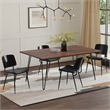 Pemberly Row Industrial Dining Table in Walnut Veneer with Black Metal Legs
