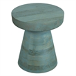 Pemberly Row Round Mango Wood Accent Table in Teal Wash Finish