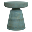 Pemberly Row Round Mango Wood Accent Table in Teal Wash Finish