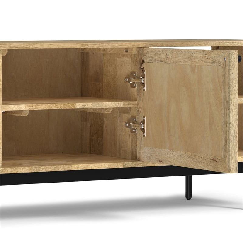 Pemberly Row Mango Wood TV Media Stand in Natural Finish for TVs up to 65
