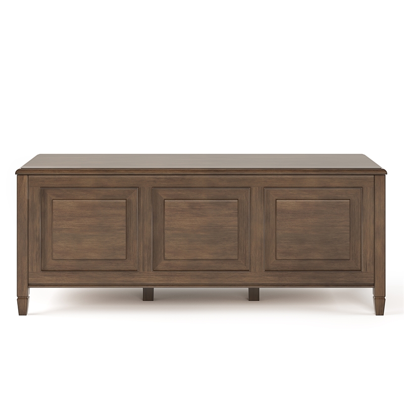 Pemberly Row Storage Bench and Cabinet Bundle in Natural Aged Brown Solid Wood