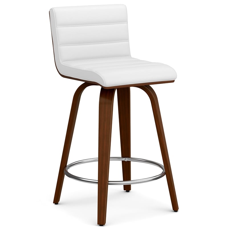 Pemberly Row Modern Swivel Counter Height Stool in White Faux Leather