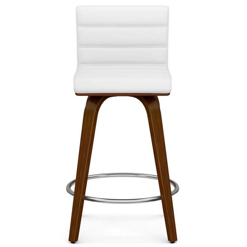 Pemberly Row Modern Swivel Counter Height Stool in White Faux Leather