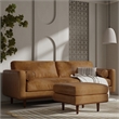 Pemberly Row Morrison Mid-Century Modern Leather Sofa Set in Sienna