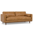 Pemberly Row Morrison Mid-Century Modern Leather Sofa Set in Sienna
