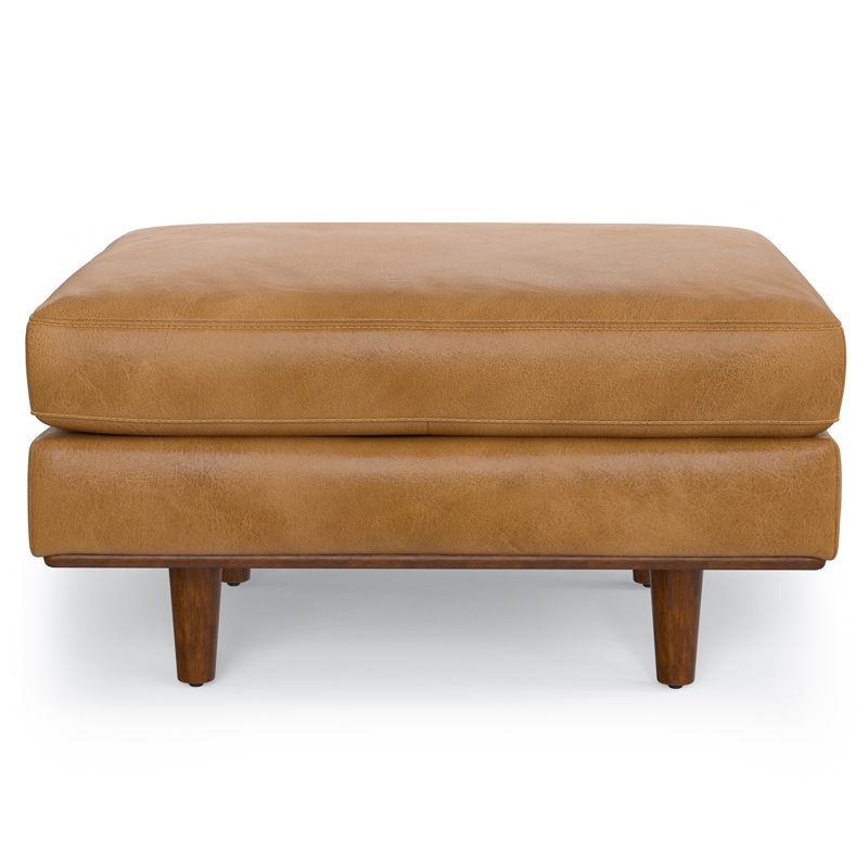 Pemberly Row Morrison Mid-Century Modern Leather Sofa Set in Sienna