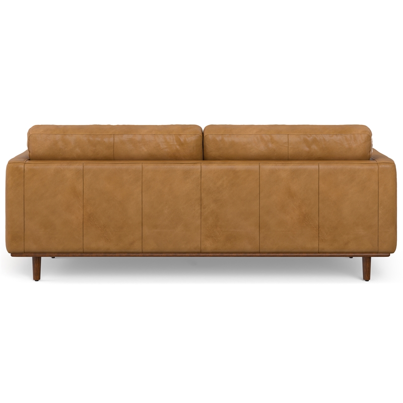 Pemberly Row Morrison Mid-Century Modern Leather Sofa Set in Sienna