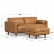 Pemberly Row Morrison Mid-Century Modern Leather Sofa Set in Sienna