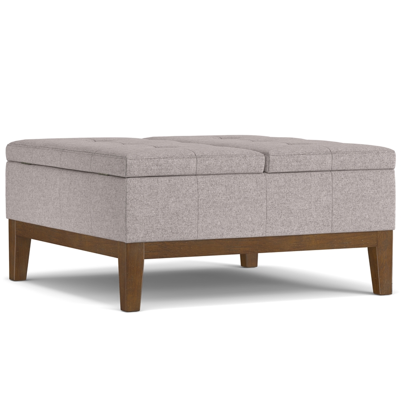 Pemberly Row Coffee Table Storage Ottoman with Lift-Top in Cloud Grey