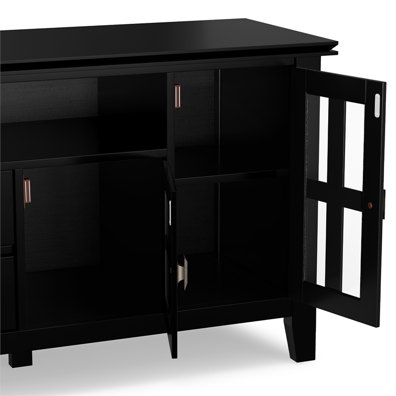 Pemberly Row Black 3 Pc TV Stand Set with 2 Matching Bookcases