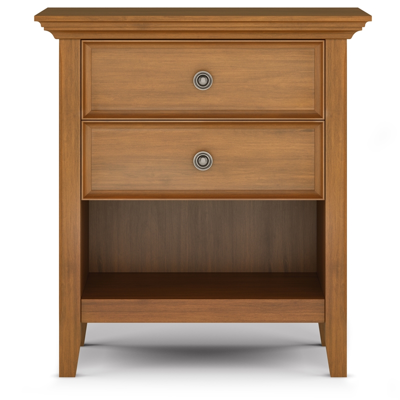 Pemberly Row Traditional Bedside Tables with Drawers in Golden Brown