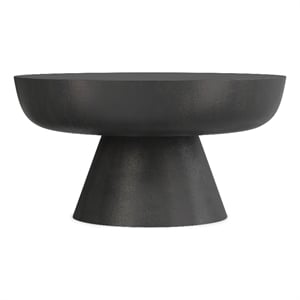 Pemberly Row Round Pedestal Coffee Table in Black Nickel Aluminum
