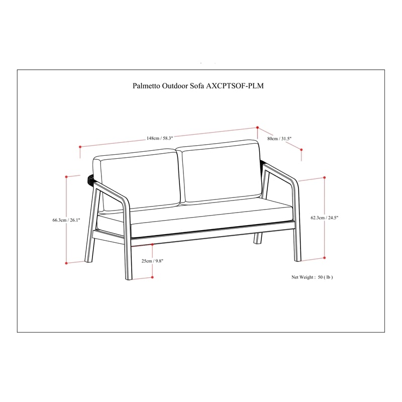 Pemberly Row Contemporary Outdoor Sofa in Stone Gray Fabric