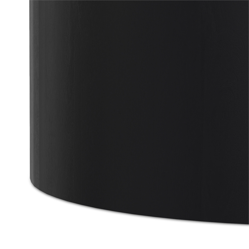 Pemberly Row Round Drum Coffee Table in Black Solid Mango Wood
