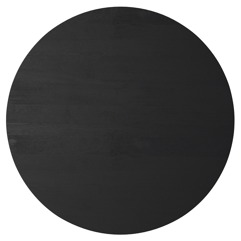 Pemberly Row Round Drum Coffee Table in Black Solid Mango Wood