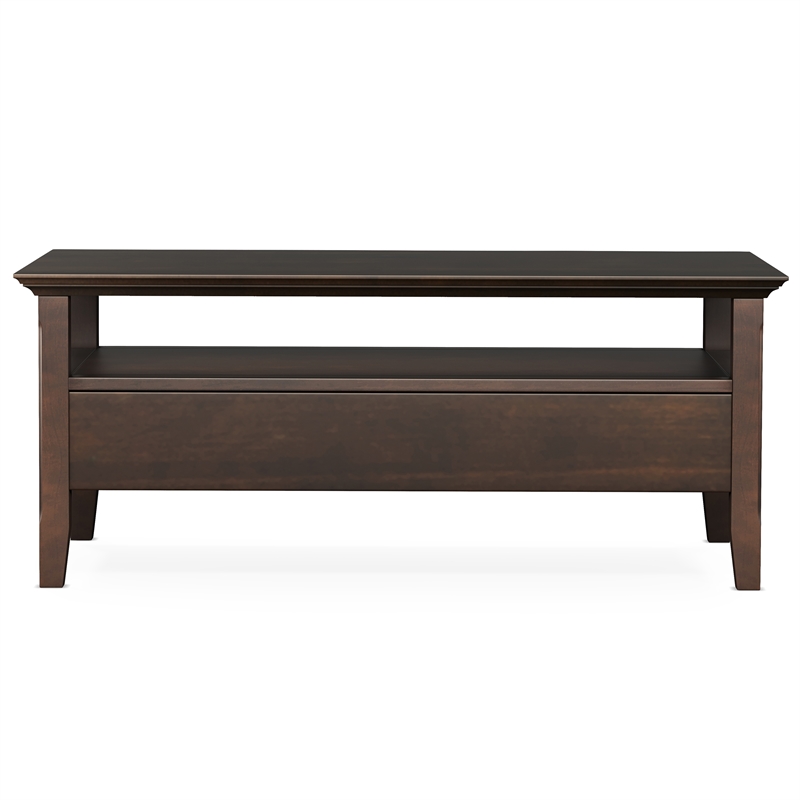Pemberly Row Transitional Coffee Table with Drawers in Brunette Brown