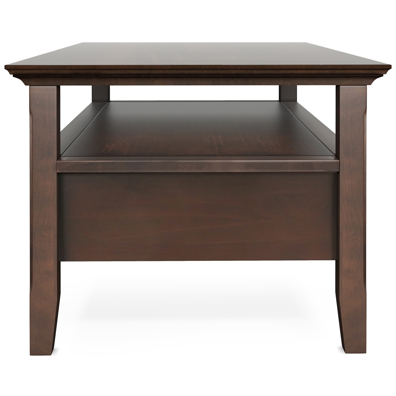 Pemberly Row Transitional Coffee Table with Drawers in Brunette Brown