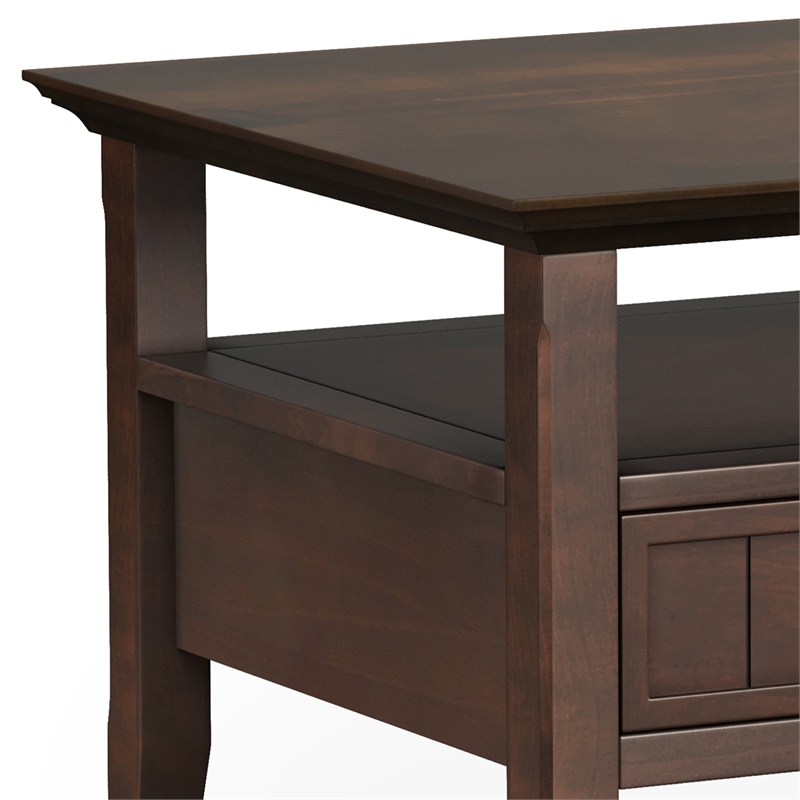 Pemberly Row Transitional Coffee Table with Drawers in Brunette Brown