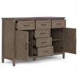 Pemberly Row Solid Wood 54 Inch Sideboard with Drawers in Smoky Brown