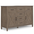 Pemberly Row Solid Wood 54 Inch Sideboard with Drawers in Smoky Brown