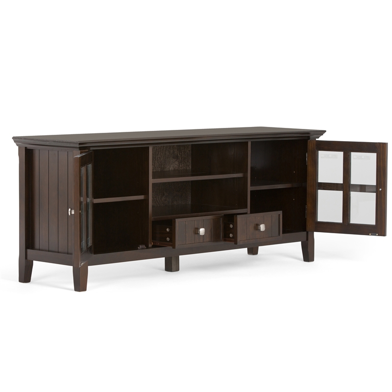 Pemberly Row TV Stand and 5-Shelf Bookcase Set in Brunette Brown (3 PCs)