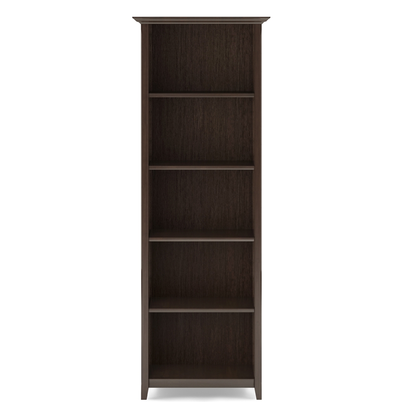 Pemberly Row TV Stand and 5-Shelf Bookcase Set in Brunette Brown (3 PCs)