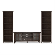 Pemberly Row TV Stand and 5-Shelf Bookcase Set in Brunette Brown (3 PCs)