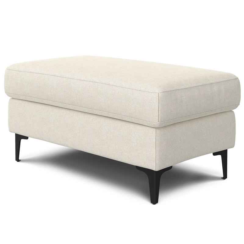 Pemberly Row Mid-Century Ottoman Performance Fabric in Cream