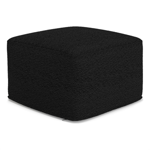 Pemberly Row 24 in Wide Black Boucle Square Pouf Ottoman