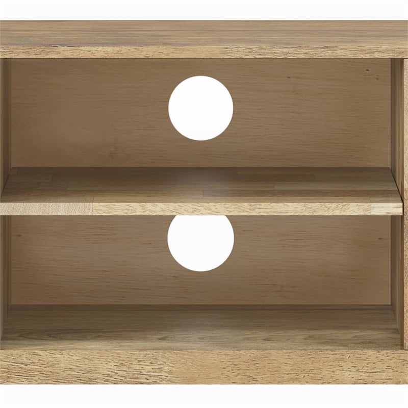 Pemberly Row 60 in Wide Mango Wood TV Stand with Brass Inlay in Natural