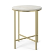 Pemberly Row 16 in Wide White Marble and Gold Metal Side Table