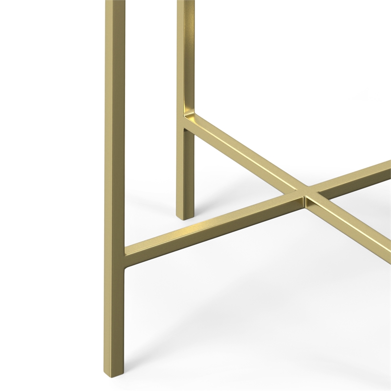 Pemberly Row 16 in Wide White Marble and Gold Metal Side Table