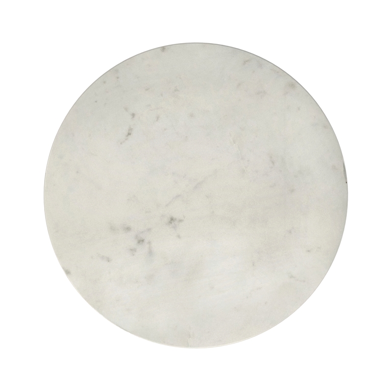 Pemberly Row 16 in Wide White Marble and Gold Metal Side Table