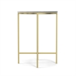 Pemberly Row 16 in Wide White Marble and Gold Metal Side Table