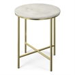 Pemberly Row 16 in Wide White Marble and Gold Metal Side Table