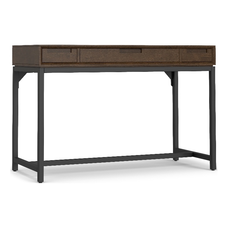Pemberly Row 48 in Solid Wood Desk in Walnut Brown with Metal Base