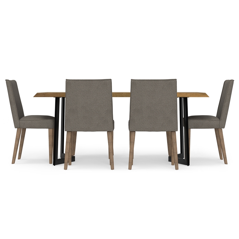 Pemberly Row 7Pc Dining Set with Taupe Fabric Chairs and Mango Wood Table