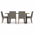 Pemberly Row 7Pc Dining Set with Taupe Fabric Chairs and Mango Wood Table