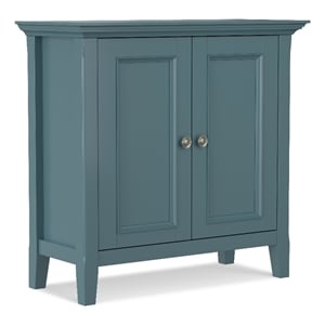 Pemberly Row Transitional 32&quot Pine Low Storage Cabinet in French Blue